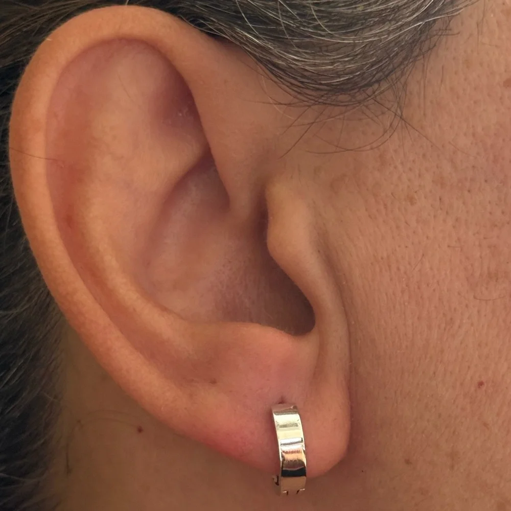 925 Silver 3mm wide earrings round hoops unisex